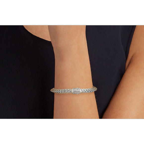 JOHN HARDY Classic Sterling Silver Chain Diamond Bracelet - Gift Wrapped! - Picture 2 of 8
